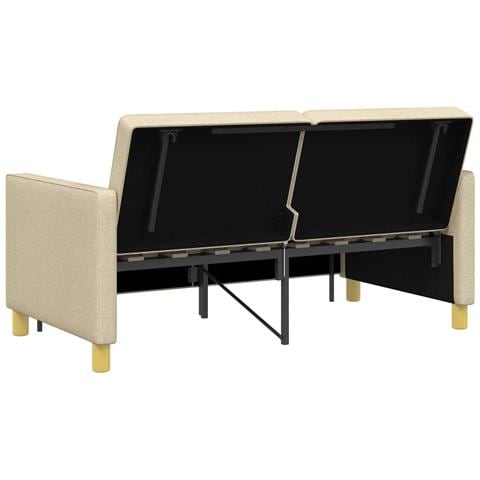 Divano Letto Estraibile Crema Tessuto - Foto 9