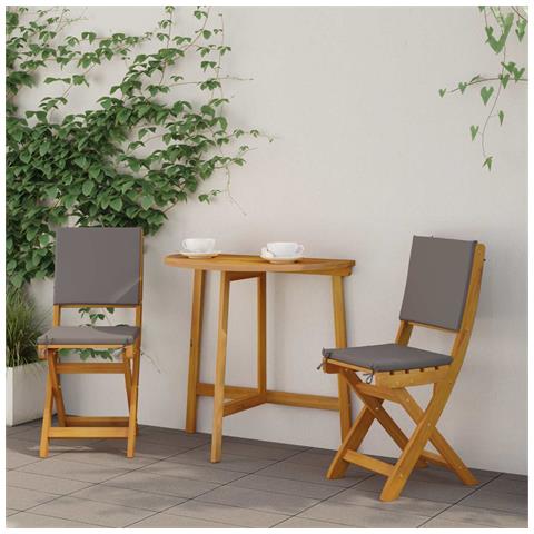 Sedie Bistro da Giardino 2 pcs Grigio Scuro 38 x 46 x 85 cm - Foto 2