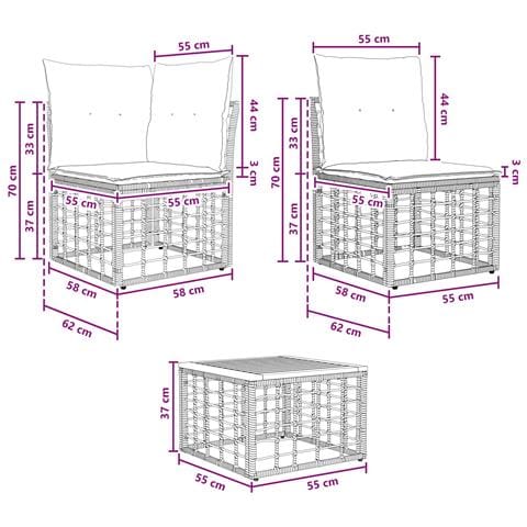 Set Divano da Giardino 7 pcs Naturale e Bianco Crema polyrattan - Foto 9