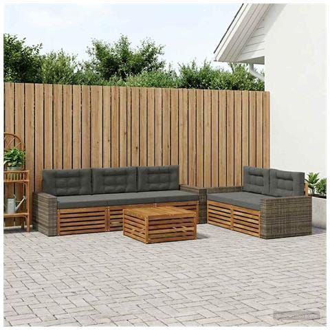 Set di divani da esterno 6 pcs Naturale e Antracite - Foto 2