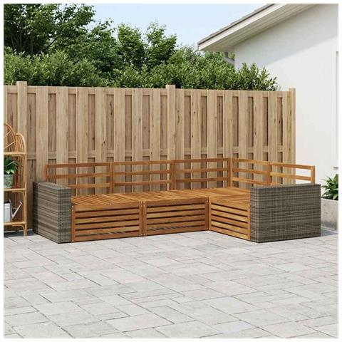 Set di divani da esterno 4 pcs Naturale 255,5 x 176,5 x 73 cm - Foto 2