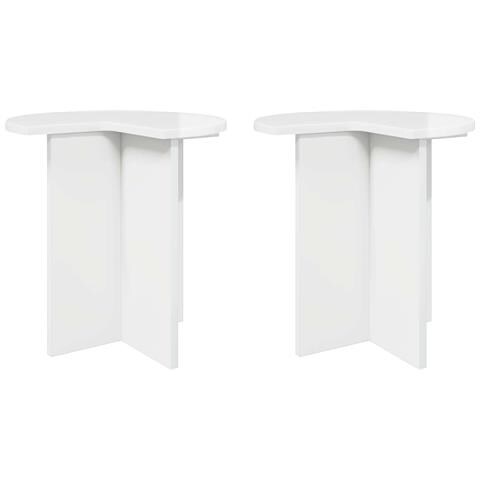 Tavolo laterale 2 pcs Bianco Lucido Ø 39 x 38 cm - Foto 1