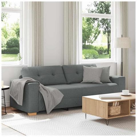Divano a 3 posti Grigio Scuro 220x78x80 cm in Tessuto - Foto 2