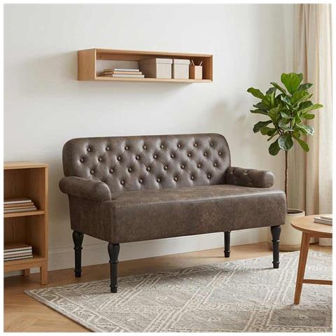 Loveseat con bottoni imbottiti Grigio Scuro 120 x 65 x 78 cm - Foto 2