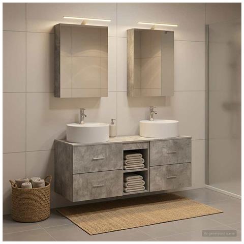 Set di mobili per il bagno 5 pcs Grigio Cemento - Foto 2