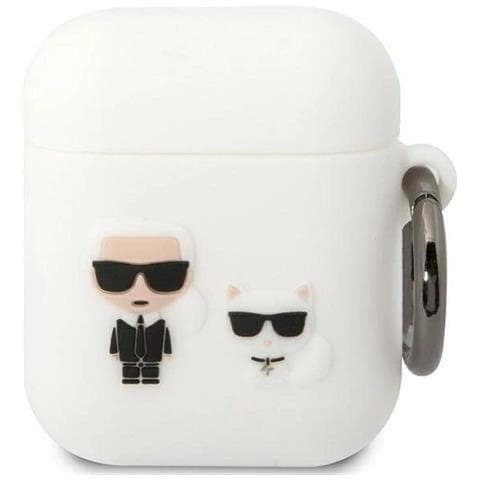 Karl Lagerfeld Klaca2silkcw Airpods 1/2 Custodia Bianca /bianca Silicone Karl & Choupette - Foto 1