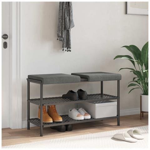 Cuscino per panchina 2 pz Velluto Grigio Scuro Profondità 35 cm - Foto 2