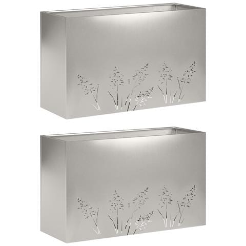 Vaso da giardino 2 pz Argento 80 x 20 x 49 cm Acciaio Inox - Foto 1