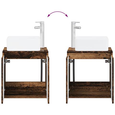 Set di mobili per il bagno 2 pz Rovere Artigianale - Foto 2