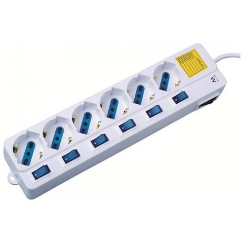 Presa Multipla A 6 Posti Italiana Power Extension 16a 250Watt Connettori di uscita - Foto 1