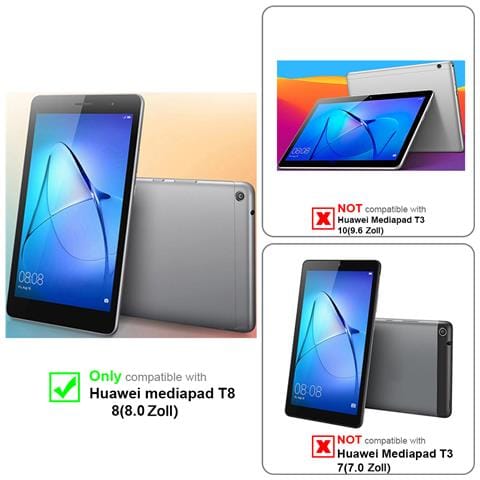 Custodia Per Tablet Compatibile Con Huawei Mediapad T3 8 (8.0"" Zoll) In Nero Satin - Coperchio Protettiva Ultra Sottile Senza Funzione Auto Wake Up E Stand - Foto 11