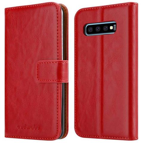 Custodia Compatibile Con Samsung Galaxy S10 Plus In Rosso Vinaccia - Coperchio Protettiva Con Chiusura Magnetica, Funzione Stand E Tasca Per Le Carte - Foto 11