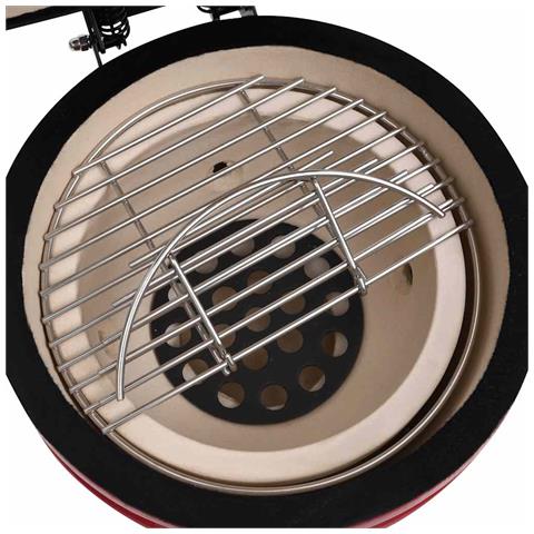 Barbecue Affumicatore 2 In 1 Kamado In Ceramica 56 Cm Rosso - Foto 2