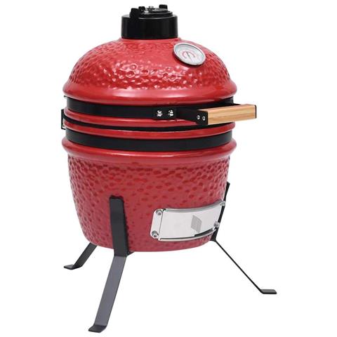 Barbecue Affumicatore 2 In 1 Kamado In Ceramica 56 Cm Rosso - Foto 1