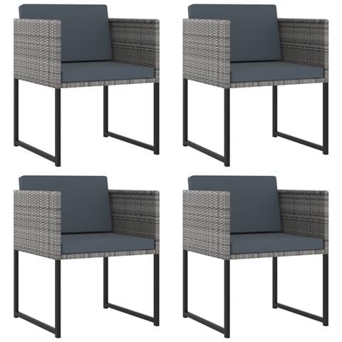 Set Pranzo da Giardino 9 pz con Cuscini in Polyrattan Grigio - Foto 10