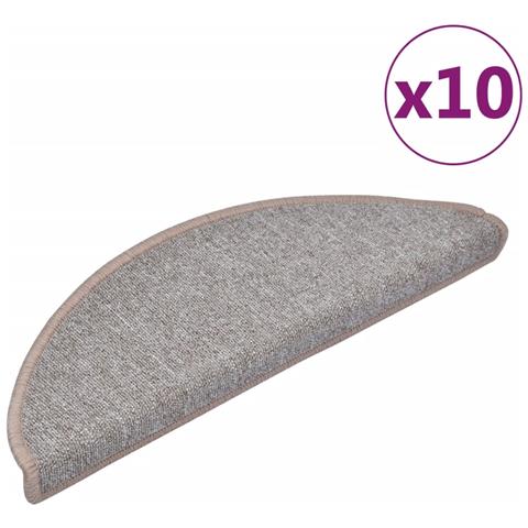 Tappetini per Scale 10 pz 65x24x4 cm Marrone Chiaro - Foto 1