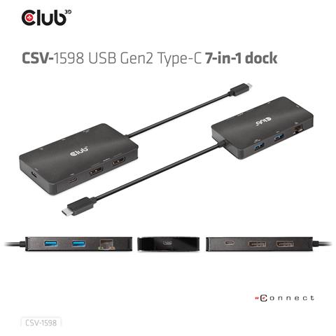 CSV-1598 replicatore di porte e docking station per laptop USB 3.2 Gen 2 (3.1 Gen 2) Type-C Nero - Foto 2