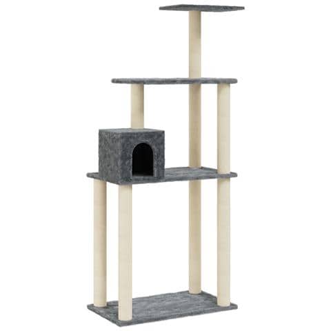 Albero Per Gatti Con Tiragraffi In Sisal Grigio Scuro 147 Cm - Foto 1