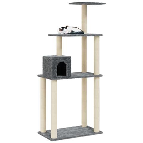 Albero Per Gatti Con Tiragraffi In Sisal Grigio Scuro 147 Cm - Foto 7
