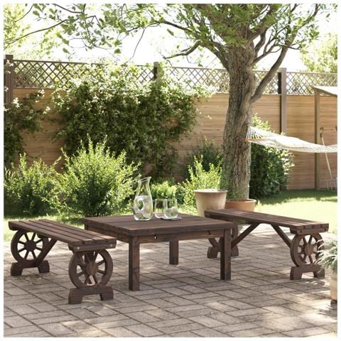 Panche Da Giardino 2 Pz In Legno Massello Di Abete - Foto 1