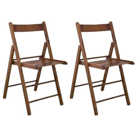 Set 2 Sedie Pieghevoli In Legno Tinta Noce 43x43x79 - Foto 1