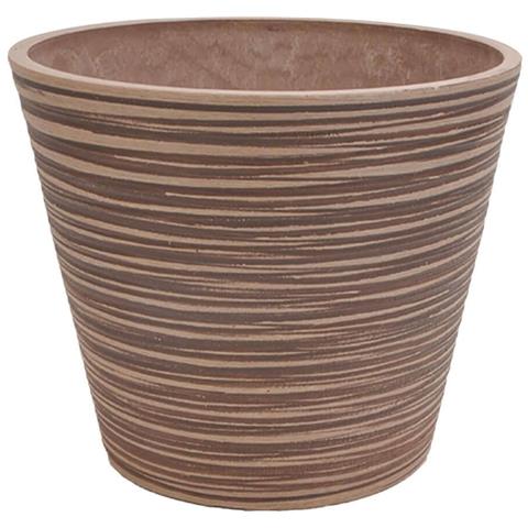 Vaso Piccolo Tondo Da Esterno Giardino In Fibra Sintetica 31x25,4 Cm Azalea - Burlywood - Foto 1