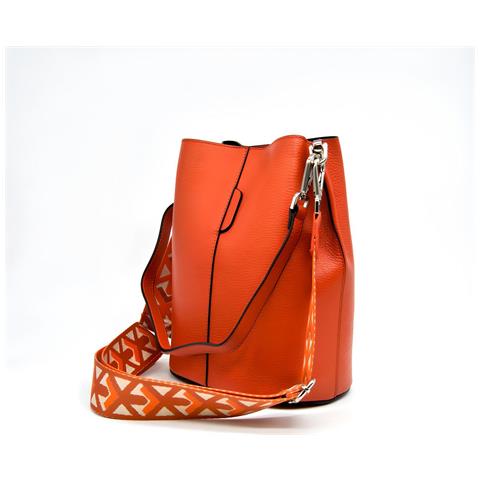 Borsa A Tracolla Venezia - Arancione - Pelle Di Vitello Dollaro - 24x16,5x27,5 Cm - Foto 2