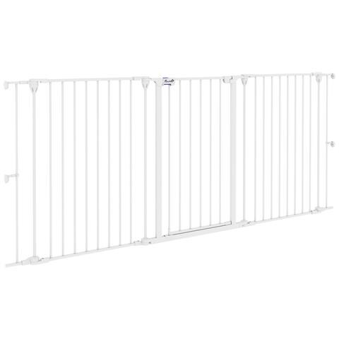 Cancelletto Per Cani Taglia Media A 3 Pannelli Con Doppio Sistema Di Blocco, 206x90cm, Bianco - Foto 1