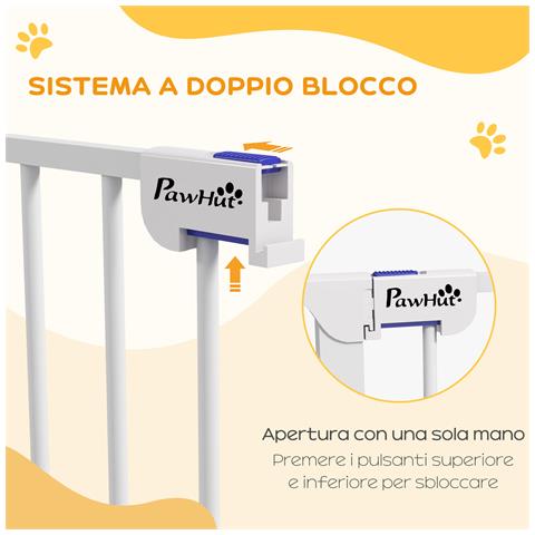 Cancelletto Per Cani Taglia Media A 3 Pannelli Con Doppio Sistema Di Blocco, 206x90cm, Bianco - Foto 6