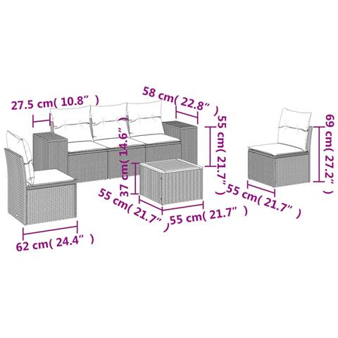 Set Divano da Giardino 6 pz con Cuscini Beige in Polyrattan - Foto 3