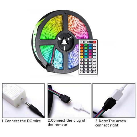 Striscia Strip Led 5050 5m Luce Ip65 Alimentatore 12v Telecomando Rgb 13w /m 0245 - Foto 2