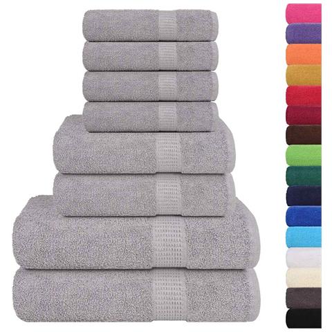 Set Asciugamani 8 Pz Grigio 360 Gsm 100% Cotone - Foto 2