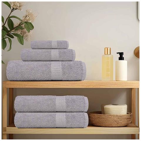 Set Asciugamani 8 Pz Grigio 360 Gsm 100% Cotone - Foto 3