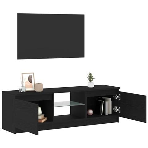 Mobile Porta TV con LED Rovere Nero 120x30x36 cm Multistrato - Foto 2