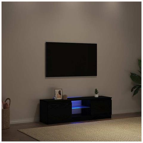 Mobile Porta TV con LED Rovere Nero 120x30x36 cm Multistrato - Foto 1