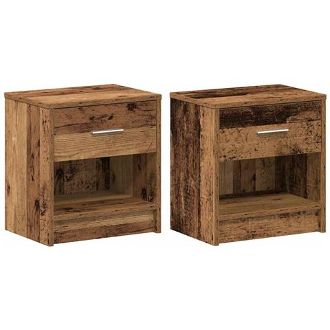 Comodini 2 Pz Con Cassetto Legno Antico 39x28x41 Cm - Foto 2