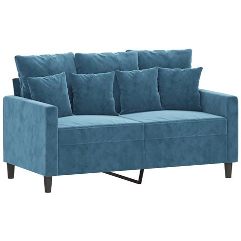Set Di Divani 2 Pz Con Cuscini Blu In Velluto - Foto 3