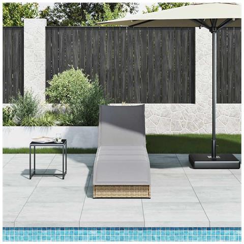 Lettino Prendisole Pieghevole Con Cuscino E Portaoggetti Beige - Foto 3