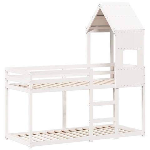 Letto A Castello Senza Materasso Bianco 90x190cm Massello Pino - Foto 3