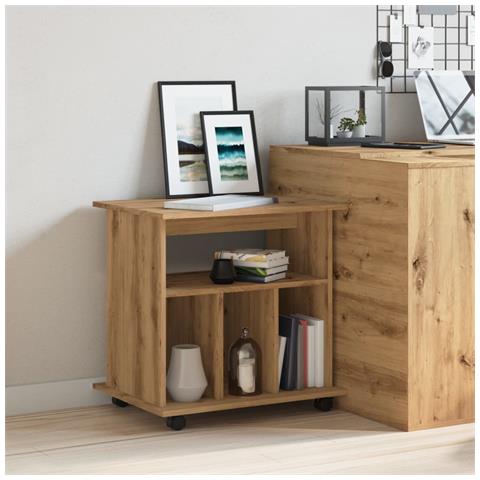 Armadietto Con Ruote Rovere Artigianale 60x45x60 Cm Truciolato - Foto 3