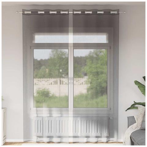 Tende In Voile Con Occhielli 2 Pz Grigio Scuro 140x300 Cm - Foto 1