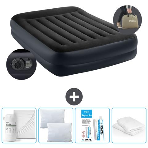 Set Materassino Gonfiabile - 203x152x42 Cm - Blu - Include Accessori Coordinati - Foto 1