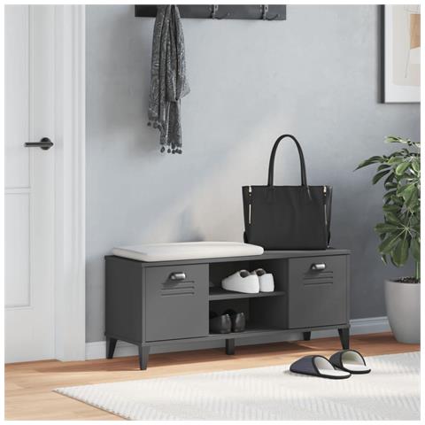 Lusso Casadino -  Panca Portascarpe Viken Antracite 106x35x45cm Legno Multistrato - Foto 2