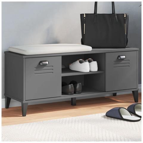 Lusso Casadino -  Panca Portascarpe Viken Antracite 106x35x45cm Legno Multistrato - Foto 8