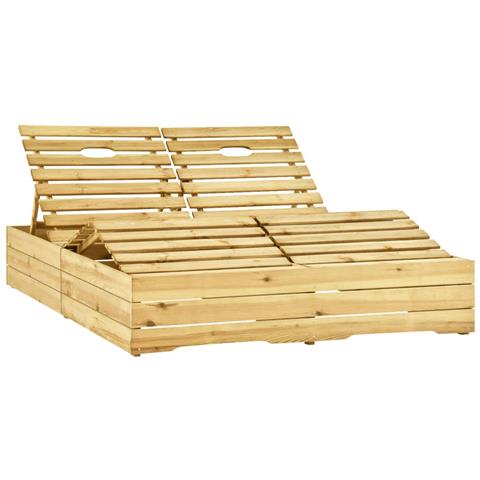 Lettino Prendisole Doppio In Legno Di Pino Impregnato - Foto 2