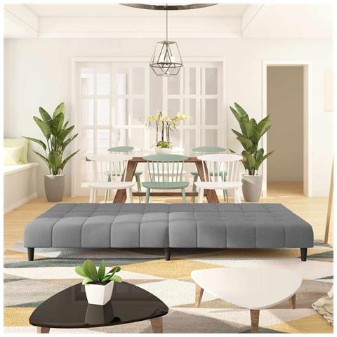 Divano Letto A 2 Posti Grigio Chiaro In Velluto - Foto 2