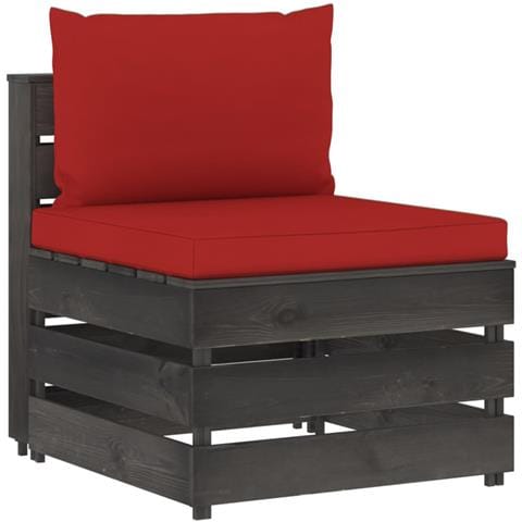 Divano Centrale Modulare Con Cuscini In Legno Impregnato Grigio - Foto 2