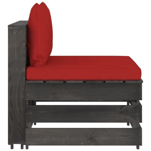 Divano Centrale Modulare Con Cuscini In Legno Impregnato Grigio - Foto 1