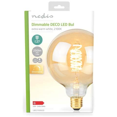 Lampadina Led E27 G95 3,8 W 250 Lm 2100 K Stile Retrò Dimmerabile, Dorato - Foto 2