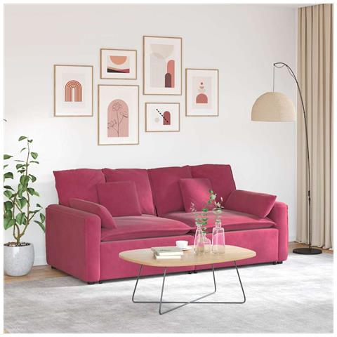 Divano Modulare con Cuscini Rosso Vino - Foto 2